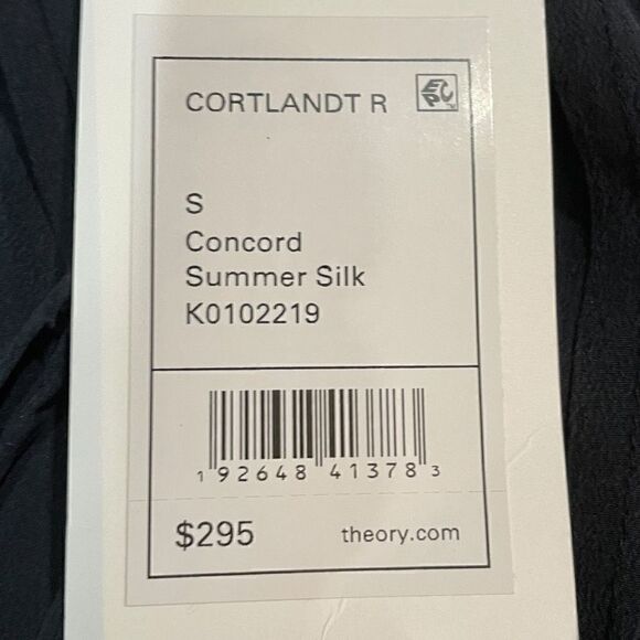 THEORY Navy Blue Silk Cortlandt Concord Summer Silk Size Small $295 Retail - Picture 3 of 3